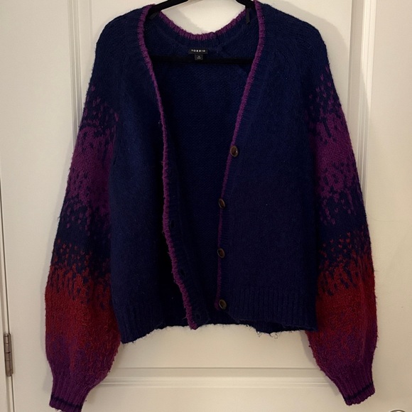 Women's Blue and Purple Knit Cardigan - Picture 4 of 4